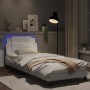 Bed frame with LED lights white synthetic leather 90x200 cm by vidaXL, Beds and slatted bases - Ref: Foro24-3214083, Price: 1...