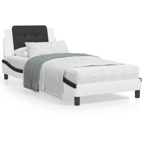 Bed frame with LED black white synthetic leather 90x200 cm by vidaXL, Beds and slatted bases - Ref: Foro24-3214088, Price: 14...