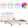 Bed frame with LED lights white synthetic leather 120x200 cm by vidaXL, Beds and slatted bases - Ref: Foro24-3214097, Price: ...