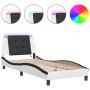 Bed frame with LED black white synthetic leather 100x200 cm by vidaXL, Beds and slatted bases - Ref: Foro24-3214095, Price: 1...