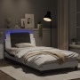 Bed frame with LED black white synthetic leather 100x200 cm by vidaXL, Beds and slatted bases - Ref: Foro24-3214095, Price: 1...