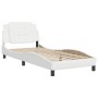 Bed frame with headboard white synthetic leather 90x190cm by vidaXL, Beds and slatted bases - Ref: Foro24-3208150, Price: 137...