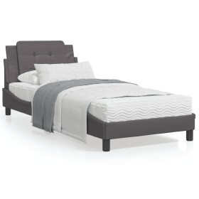 Bed frame with headboard gray synthetic leather 90x190 cm by vidaXL, Beds and slatted bases - Ref: Foro24-3208152, Price: 136...