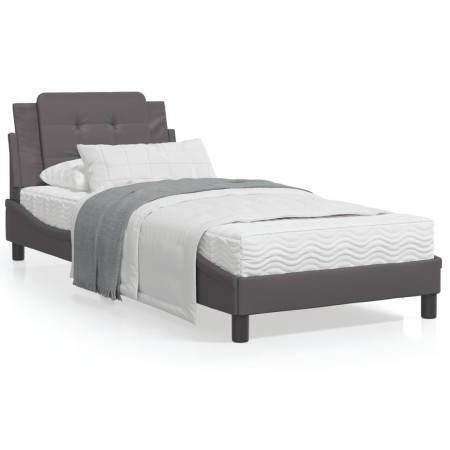 Estructura de cama con cabecero cuero sintético gris 90x190 cm de vidaXL, Camas y somieres - Ref: Foro24-3208152, Precio: 144...