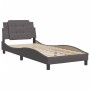 Bed frame with headboard gray synthetic leather 90x200 cm by vidaXL, Beds and slatted bases - Ref: Foro24-3208159, Price: 136...