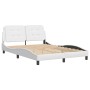 Estructura de cama cabecero cuero sintético blanco 140x190 cm de vidaXL, Camas y somieres - Ref: Foro24-3208178, Precio: 203,...