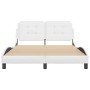 Estructura de cama cabecero cuero sintético blanco 140x190 cm de vidaXL, Camas y somieres - Ref: Foro24-3208178, Precio: 203,...