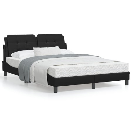 Bed frame with headboard black synthetic leather 140x200cm by vidaXL, Beds and slatted bases - Ref: Foro24-3208184, Price: 17...