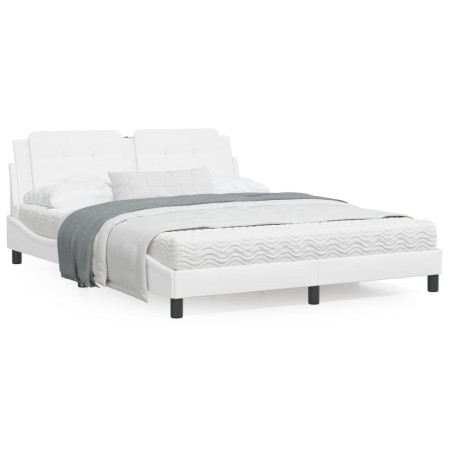 Estructura de cama cabecero cuero sintético blanco 160x200 cm de vidaXL, Camas y somieres - Ref: Foro24-3208192, Precio: 210,...