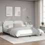 White synthetic leather headboard bed frame 160x200 cm by vidaXL, Beds and slatted bases - Ref: Foro24-3208192, Price: 210,79...