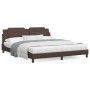 Brown synthetic leather headboard bed frame 180x200 cm by vidaXL, Beds and slatted bases - Ref: Foro24-3208200, Price: 216,38...