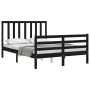 Estructura cama de matrimonio con cabecero madera maciza negro de vidaXL, Camas y somieres - Ref: Foro24-3193770, Precio: 167...