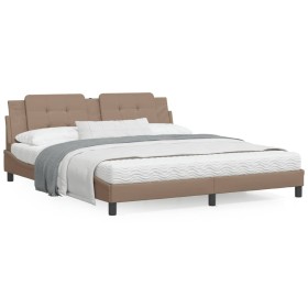 Cappuccino synthetic leather headboard bed frame 180x200cm by vidaXL, Beds and slatted bases - Ref: Foro24-3208202, Price: 21...