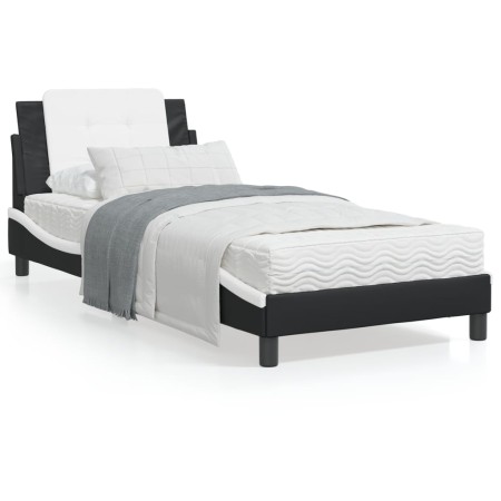 Bed with black and white synthetic leather mattress 80x200 cm by vidaXL, Beds and slatted bases - Ref: Foro24-3208829, Price:...