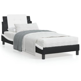 Bed with black and white synthetic leather mattress 90x190 cm by vidaXL, Beds and slatted bases - Ref: Foro24-3208836, Price:...