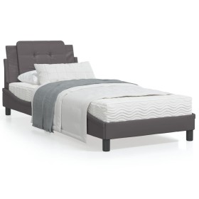 Bed with gray synthetic leather mattress 90x200 cm by vidaXL, Beds and slatted bases - Ref: Foro24-3208841, Price: 262,96 €, ...