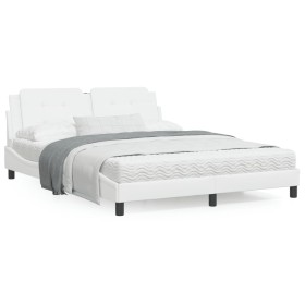 Cama con colchón cuero sintético blanco 160x200 cm de vidaXL, Camas y somieres - Ref: Foro24-3208874, Precio: 427,99 €, Descu...