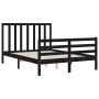 Estructura cama de matrimonio con cabecero madera maciza negro de vidaXL, Camas y somieres - Ref: Foro24-3193770, Precio: 167...