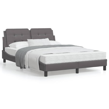 Bed with gray synthetic leather mattress 140x200 cm by vidaXL, Beds and slatted bases - Ref: Foro24-3208869, Price: 433,23 €,...