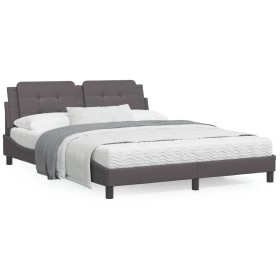 Bed with gray synthetic leather mattress 160x200 cm by vidaXL, Beds and slatted bases - Ref: Foro24-3208876, Price: 427,89 €,...