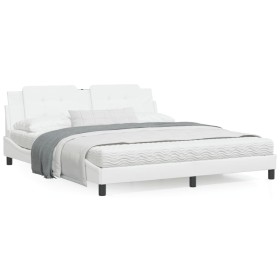 Cama con colchón cuero sintético blanco 180x200 cm de vidaXL, Camas y somieres - Ref: Foro24-3208881, Precio: 440,79 €, Descu...