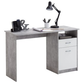 FMD Desk with 1 drawer concrete and white color 123x50x76.5 cm by FMD, Desks - Ref: Foro24-428738, Price: 139,53 €, Discount: %