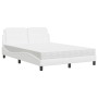 Bed with white synthetic leather mattress 140x190 cm by vidaXL, Beds and slatted bases - Ref: Foro24-3208860, Price: 379,30 €...