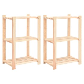 3-tier shelving 2 units solid pine wood 150 kg by vidaXL, Industrial shelving - Ref: Foro24-3051121, Price: 70,99 €, Discount: %