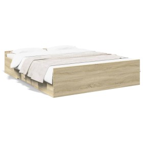 Cama con cajones madera ingeniería roble Sonoma 140x200 cm de vidaXL, Camas y somieres - Ref: Foro24-3280295, Precio: 140,99 ...