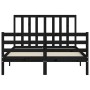 Estructura cama de matrimonio con cabecero madera maciza negro de vidaXL, Camas y somieres - Ref: Foro24-3193770, Precio: 167...