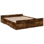 Cama con cajones madera de ingeniería roble ahumado 140x200 cm de vidaXL, Camas y somieres - Ref: Foro24-3280297, Precio: 150...