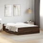 Oak brown engineered wood bed with drawers 120x200 cm by vidaXL, Beds and slatted bases - Ref: Foro24-3280306, Price: 149,76 ...