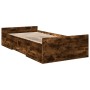 Smoked oak engineered wood bed with drawers 90x190 cm by vidaXL, Beds and slatted bases - Ref: Foro24-3280346, Price: 120,99 ...