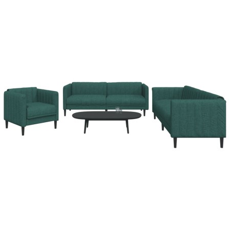 3-teilige Sofagarnitur aus dunkelgrünem Stoff von vidaXL, Sofas - Ref: Foro24-3209233, Preis: 717,97 €, Rabatt: %