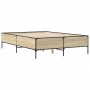 Estructura cama madera ingeniería metal roble Sonoma 135x190 cm de vidaXL, Camas y somieres - Ref: Foro24-3279813, Precio: 13...