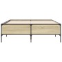 Estructura cama madera ingeniería metal roble Sonoma 135x190 cm de vidaXL, Camas y somieres - Ref: Foro24-3279813, Precio: 13...