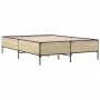 Estructura cama madera ingeniería metal roble Sonoma 135x190 cm de vidaXL, Camas y somieres - Ref: Foro24-3279813, Precio: 13...