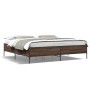 Estructura cama madera ingeniería metal marrón roble 200x200 cm de vidaXL, Camas y somieres - Ref: Foro24-3279781, Precio: 15...