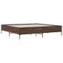 Estructura cama madera ingeniería metal marrón roble 200x200 cm de vidaXL, Camas y somieres - Ref: Foro24-3279781, Precio: 15...