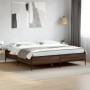 Estructura cama madera ingeniería metal marrón roble 200x200 cm de vidaXL, Camas y somieres - Ref: Foro24-3279781, Precio: 15...