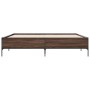 Estructura cama madera ingeniería metal marrón roble 200x200 cm de vidaXL, Camas y somieres - Ref: Foro24-3279781, Precio: 15...