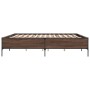 Estructura cama madera ingeniería metal marrón roble 200x200 cm de vidaXL, Camas y somieres - Ref: Foro24-3279781, Precio: 15...