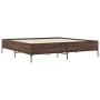 Estructura cama madera ingeniería metal marrón roble 200x200 cm de vidaXL, Camas y somieres - Ref: Foro24-3279781, Precio: 15...