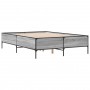 Estructura cama madera ingeniería metal gris Sonoma 150x200 cm de vidaXL, Camas y somieres - Ref: Foro24-3279795, Precio: 146...