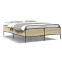 Estructura cama madera ingeniería metal roble Sonoma 120x190 cm de vidaXL, Camas y somieres - Ref: Foro24-3279818, Precio: 13...