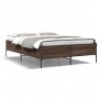 Estructura cama madera ingeniería metal marrón roble 140x190 cm de vidaXL, Camas y somieres - Ref: Foro24-3279811, Precio: 14...