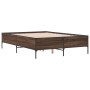 Oak brown metal engineered wood bed frame 140x190 cm by vidaXL, Beds and slatted bases - Ref: Foro24-3279811, Price: 141,34 €...