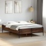 Estructura cama madera ingeniería metal marrón roble 140x190 cm de vidaXL, Camas y somieres - Ref: Foro24-3279811, Precio: 14...