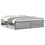 Estructura cama madera ingeniería metal gris Sonoma 200x200 cm de vidaXL, Camas y somieres - Ref: Foro24-3279870, Precio: 150...