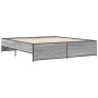 Estructura cama madera ingeniería metal gris Sonoma 200x200 cm de vidaXL, Camas y somieres - Ref: Foro24-3279870, Precio: 150...